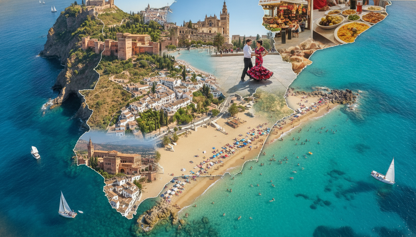 explorez la carte détaillée du sud de l'espagne et découvrez les trésors de l'andalousie ainsi que les plages ensoleillées de la costa del sol.
