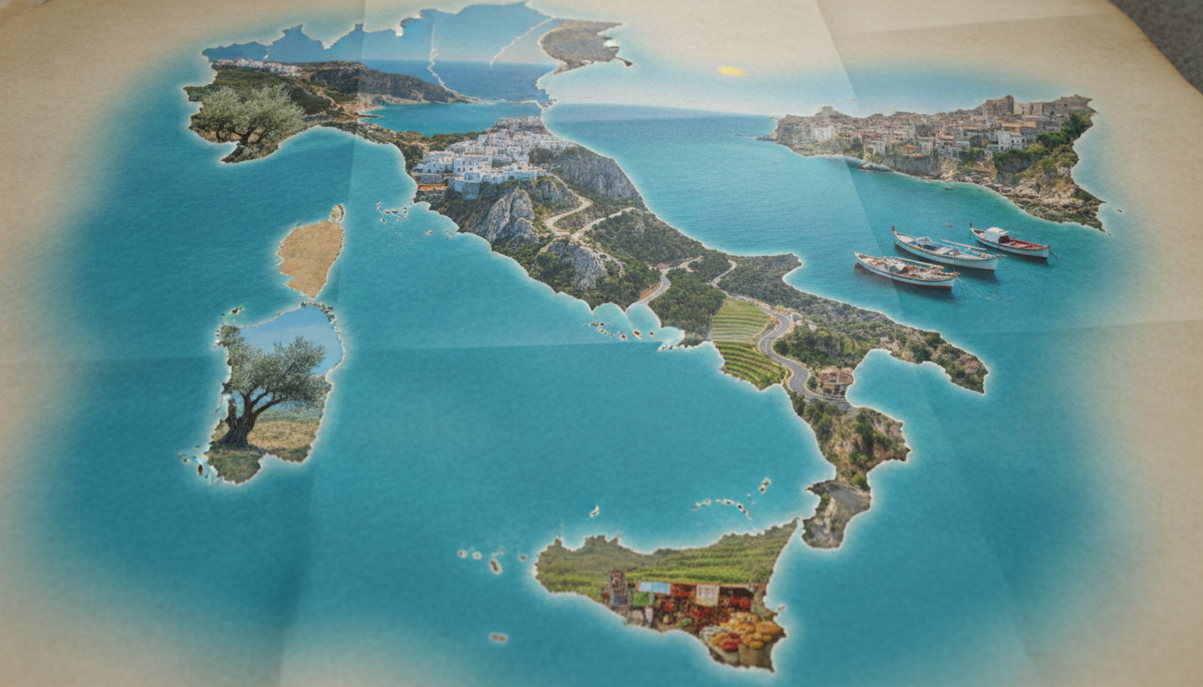 découvrez la carte détaillée du sud de l'italie avec un focus sur les régions pittoresques des pouilles, de la calabre et de la sicile, idéales pour planifier vos voyages et explorations.