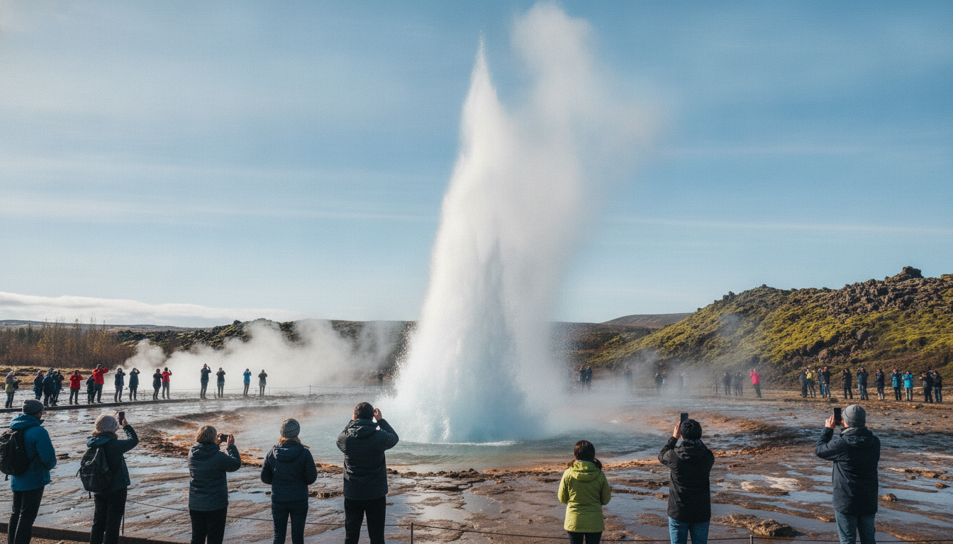 découvrez geysir, le célèbre site géothermique d'islande situé dans le cercle d'or. explorez les impressionnants geysers, sources chaudes et paysages naturels uniques pour une expérience inoubliable.