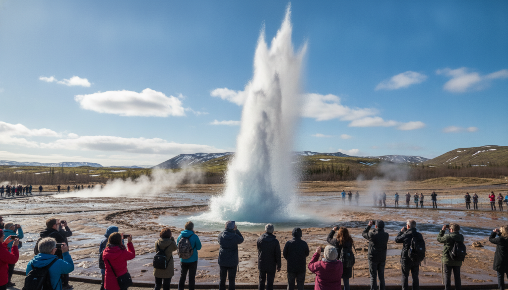 découvrez geysir en islande, le célèbre site géothermique du cercle d'or, avec ses geysers impressionnants et ses paysages uniques. préparez votre visite pour une expérience naturelle inoubliable.