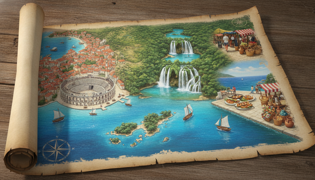 découvrez la carte touristique de la croatie et explorez les lieux incontournables à visiter, des plages paradisiaques aux villes historiques riches en culture.