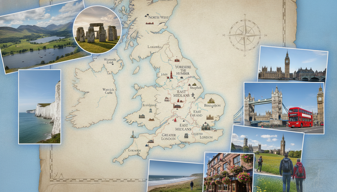explorez la carte de l'angleterre avec ses régions, principales villes et destinations touristiques incontournables pour planifier votre voyage idéal.
