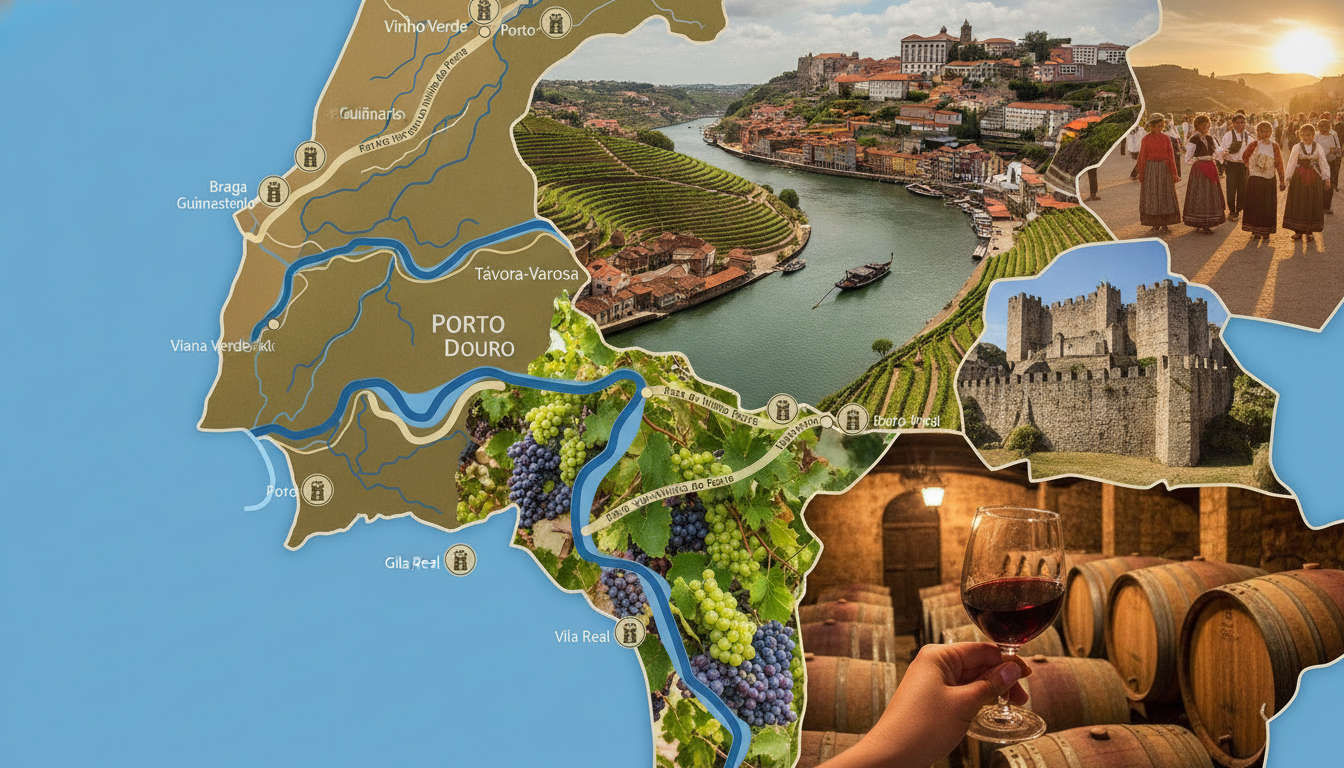 découvrez la carte du nord du portugal avec ses régions authentiques, ses routes des vins célèbres et ses villes incontournables pour un voyage riche en découvertes et saveurs.