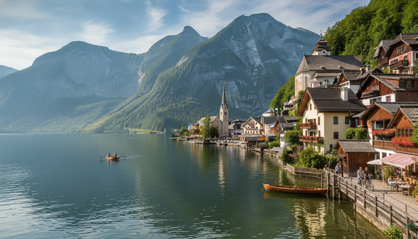 découvrez hallstatt, le plus beau village au bord du lac des alpes en autriche. explorez ses paysages pittoresques, son histoire riche et ses activités incontournables pour un séjour inoubliable.